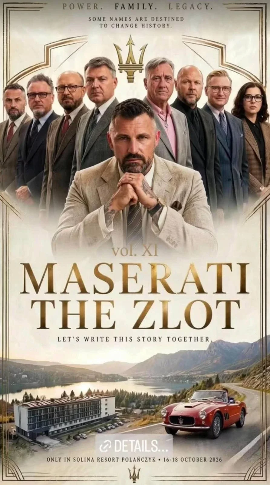 Plakat XI Zlotu Maserati w Solina Resort w Polańczyku, 16–18 października 2026